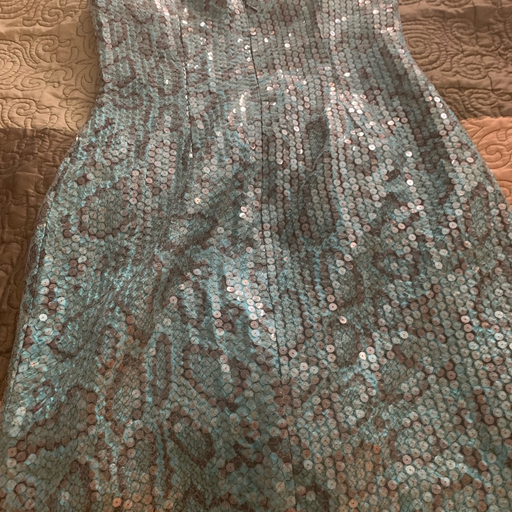 Blue spaghetti straps blue snakeskin print dress